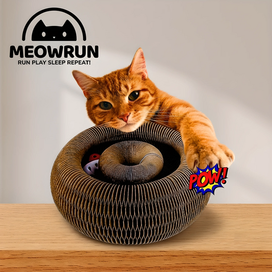 MEOWRUN Cat Scratcher Bowl – Interactive Woven Cardboard Scratching
