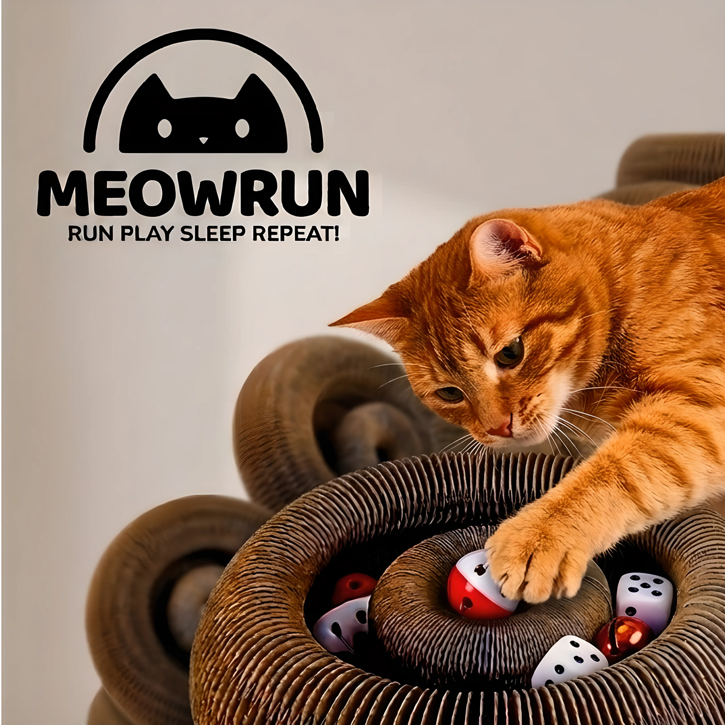 MEOWRUN Cat Scratcher Bowl – Interactive Woven Cardboard Scratching