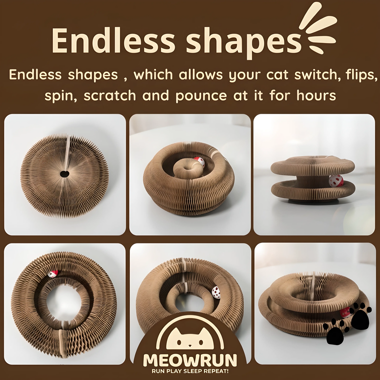 MEOWRUN Cat Scratcher Bowl – Interactive Woven Cardboard Scratching